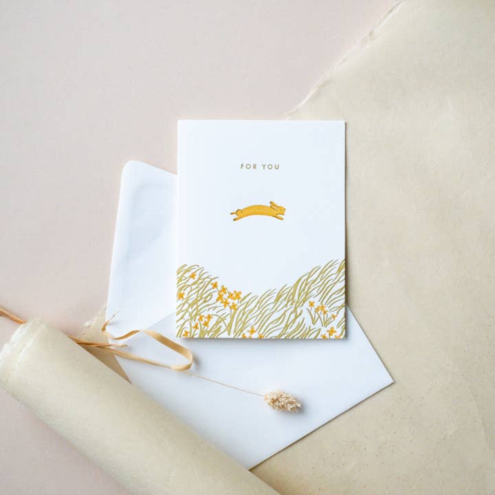 Homework Letterpress Studio - Wholesale Valentine's Day Card - For You Bunny | Everyday | Letterpress Card1