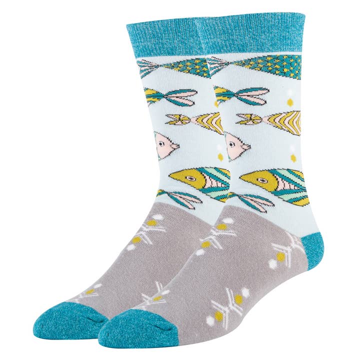 School of Fish | Men's Premium Cotton Crew Socks for wholesale by Oooh Yeah/Sock It Up/Oooh Geez Slippers