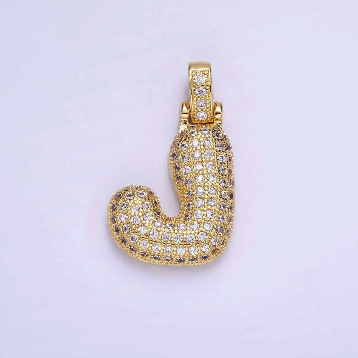 Aim Eternal - Wholesale Individual Charm/Pendant - 14K Gold Filled 20mm Micro Paved Balloon Bubble Initial Letter Pendant | A1197-A12098