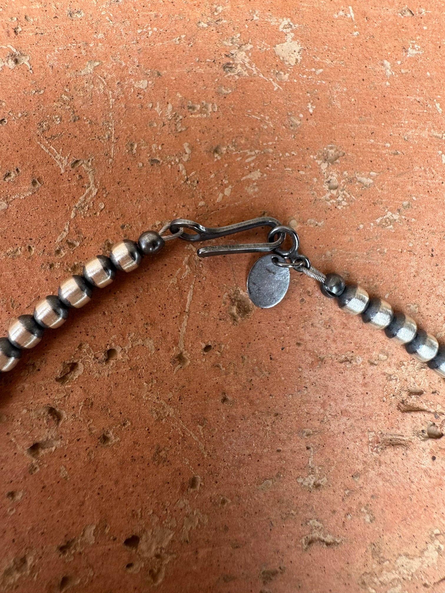 Nizhonitradersllc - Wholesale Beaded/Pearl Necklace - Handcrafted Kingman Turquoise &  Sterling Silver Heart 4mm Beaded Necklace5