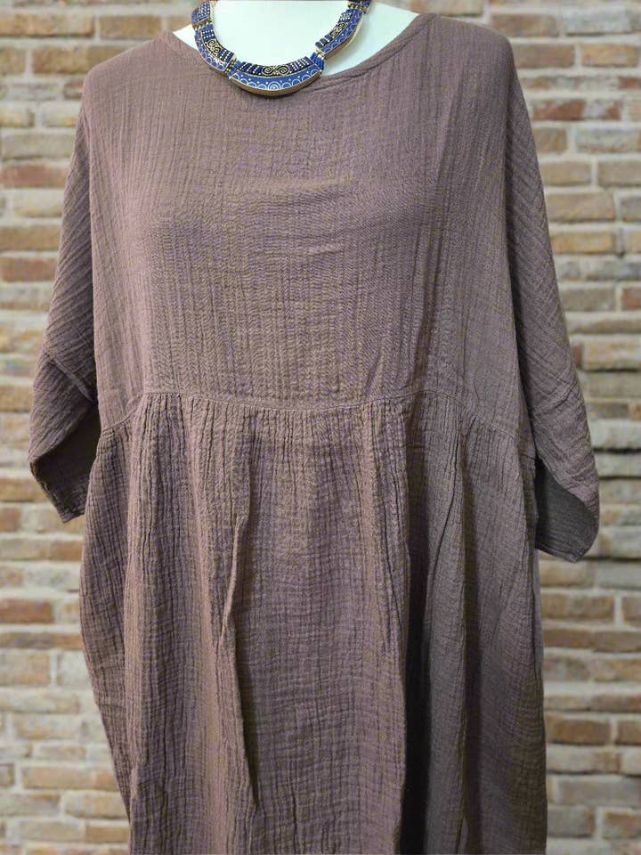 Vestido de lino y algodón Misty Mauve para venta al por mayor de Tibet Handicrafts LLC