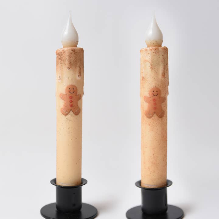 LMS Wholesale - Wholesale Tapered Candle/Candlestick - Gingerbread Man Battery Operated LED Timer Taper Candle