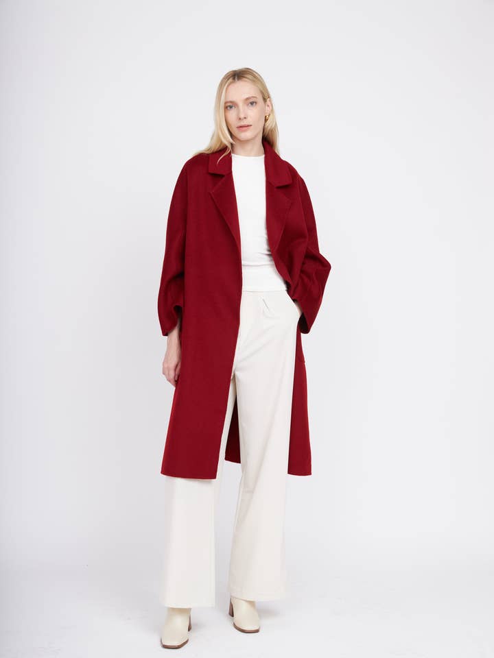 The Classic Wrap Coat - Burgundy for wholesale by Pissenlit