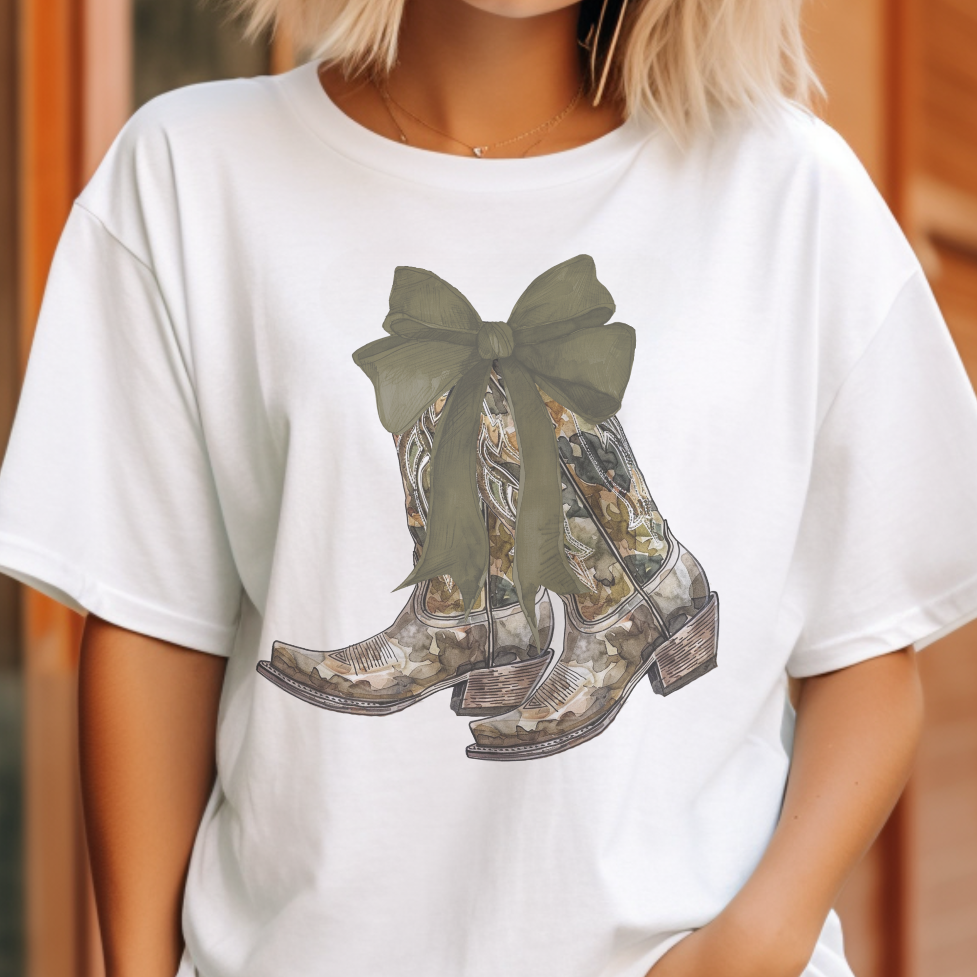 Par.tees by Party On! – wholesale T-shirt (graphic) – women's – Western Camo Boots Hunting Girly Camouflage Graphic Tee2