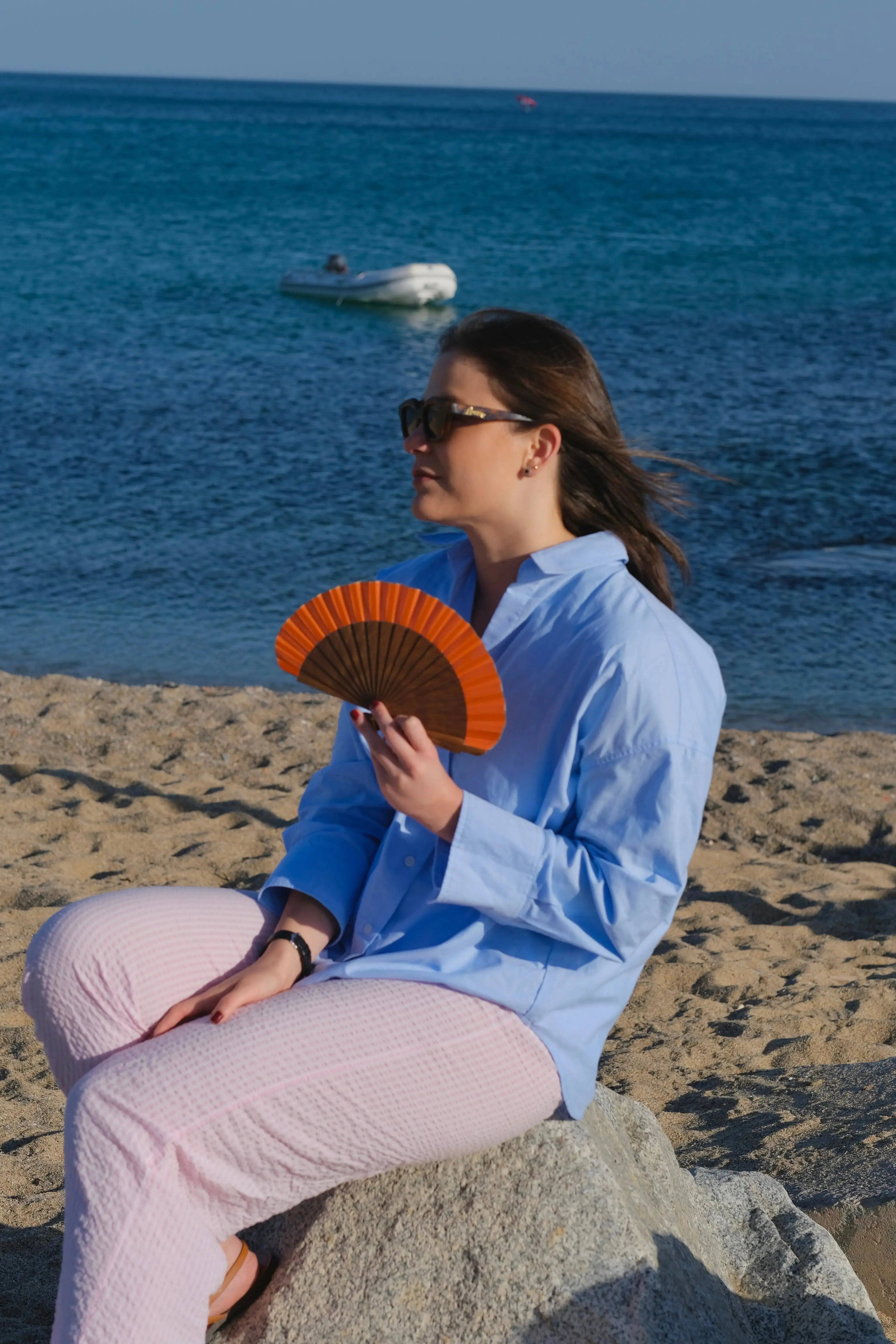 ràfega abanicos - Wholesale Handheld Folding Fan - Abanico Petitó Naranja2