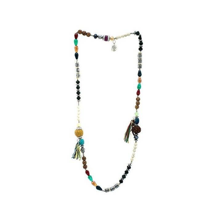 Multicolored ๐ฟ Multicolor Bohemian Necklace with Tassels for wholesale on Faire