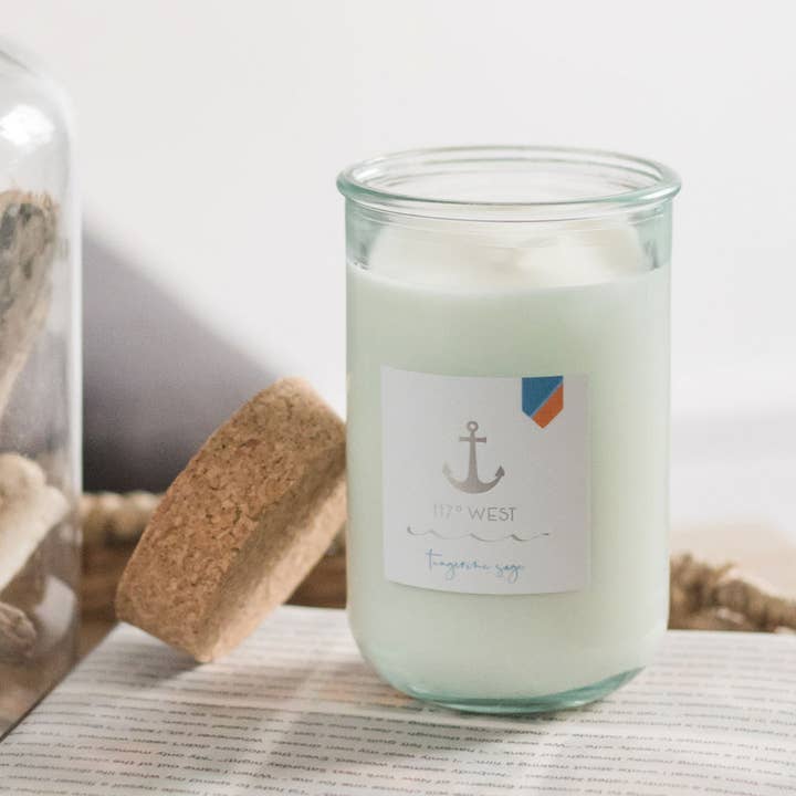 117º WEST by San Diego Natural Soap Company - Wholesale Jar/Filled Candle - 117º West Coconut Soy Candle in Recycled Glass4