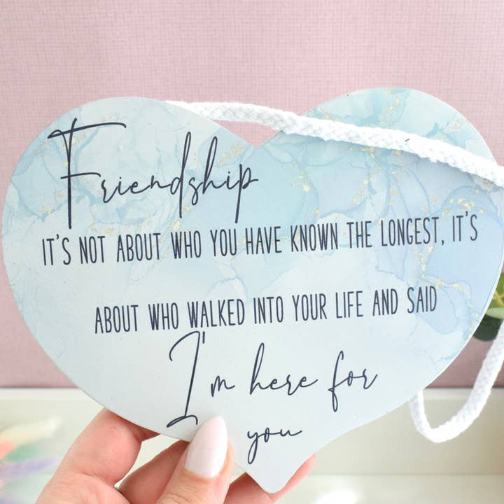 Friendship Poem Large Hanging Wooden Heart Plaque / Sign for wholesale by Amaya Rose Ltd.