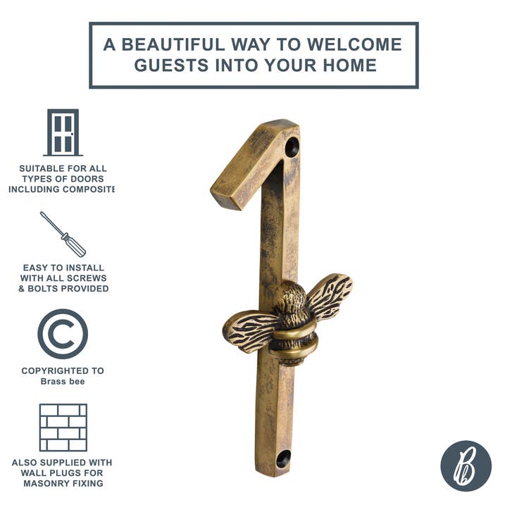 Brass bee - Wholesale Wall hook - Brass bee Premium House Numbers with Bee in Heritage Finish3
