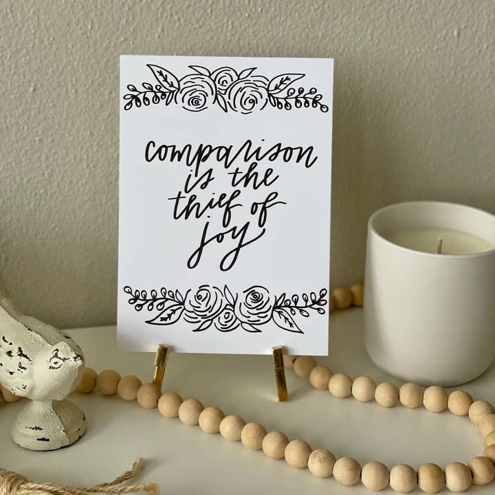 Waves of Grace Letter Co. - Wholesale Art Print - 5x7 Comparison is the Thief of Joy Art Print
