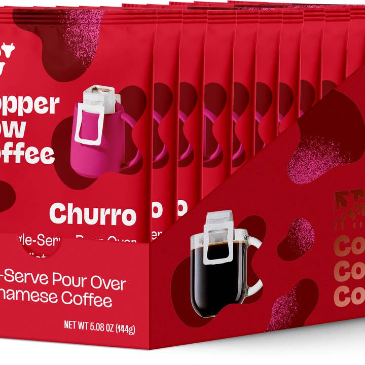 Copper Cow Coffee - Wholesale Ground Coffee - Coffee - Churro Pour-Over Tray (12ct) I 4 Pack Case