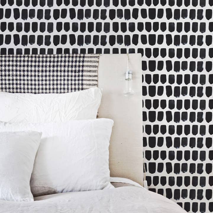 Tiny Brush Pattern Removable Wallpaper In Black for wholesale by Livettes Wallpaper