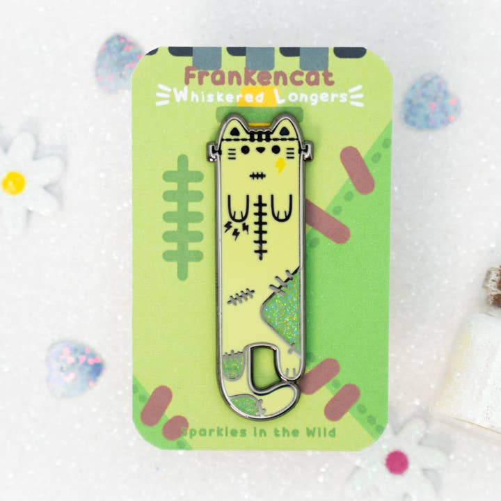 Frankencat Cat Pins - Whiskered Longers Collection for wholesale by Sparkles in the Wild