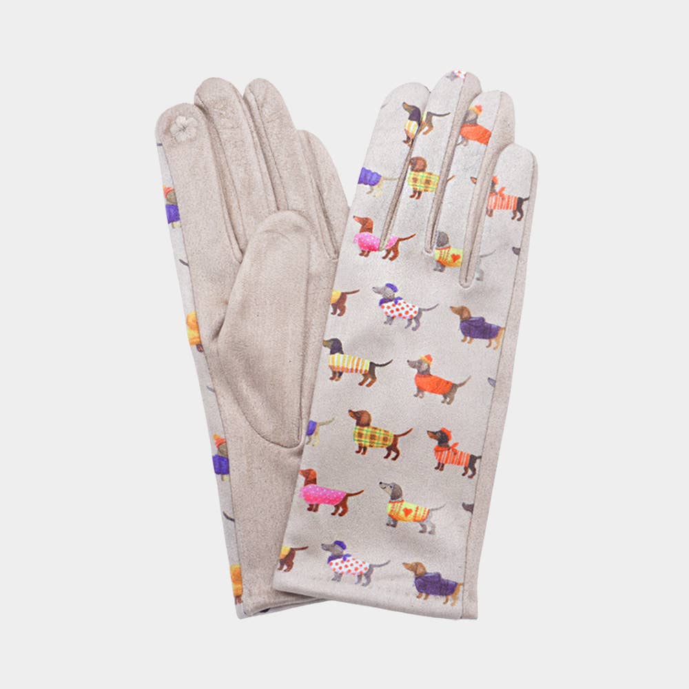 Sensibling Corp. - Wholesale Gloves - Women's - Dachshund Puppy Pattern Printed Smart Touch Gloves1