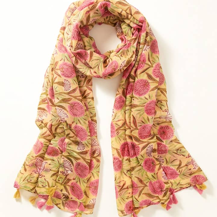 Dandi - Écharpe légère florale jaune Printemps/Été pour la vente par La-a SOLE