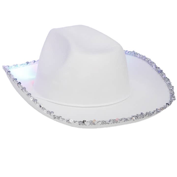 Cap Zone - Wholesale Cowboy Hat – Women’s - LED Light-Up Tiara Sequins Trim Yeehaw Cowboy Hat8