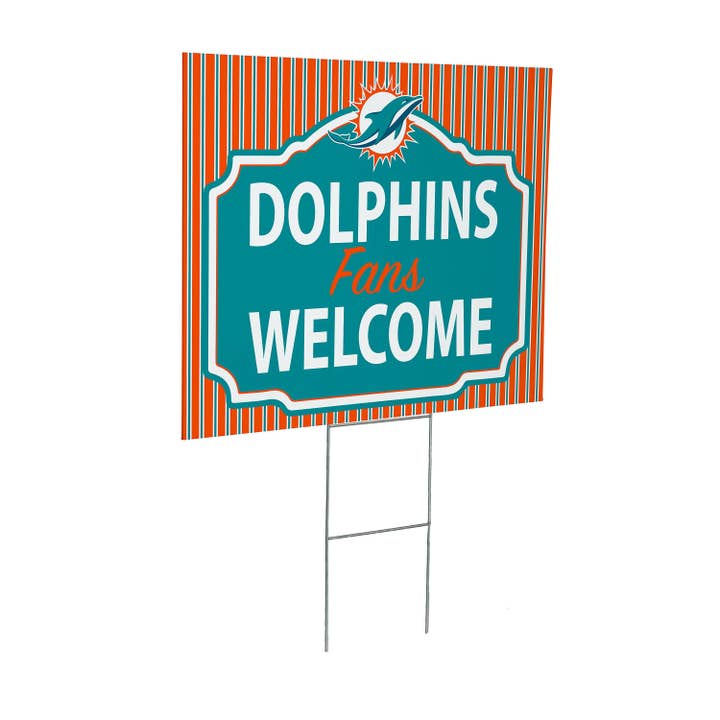 Evergreen Enterprises - Wholesale Outdoor Sign - Miami Dolphins Coroplast Yard Sign, "Fans Welcome"1