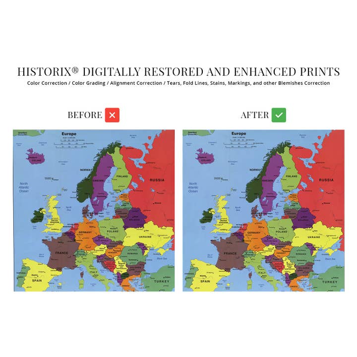 Historic Prints - Wholesale Poster - 2004 Europe Map Poster - Poster Map of Europe Wall Art - Wall Map of Europe - Europe Wall Map Print