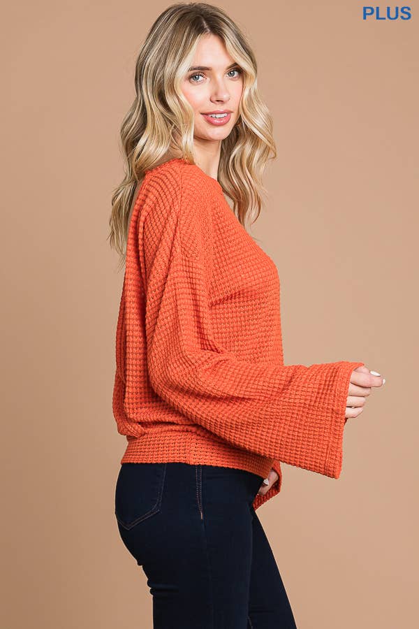 Culture Code - Wholesale Knit Top - Women's - CHT1824LX - SURPLICE BACK DETAIL BELL SLV TOP14