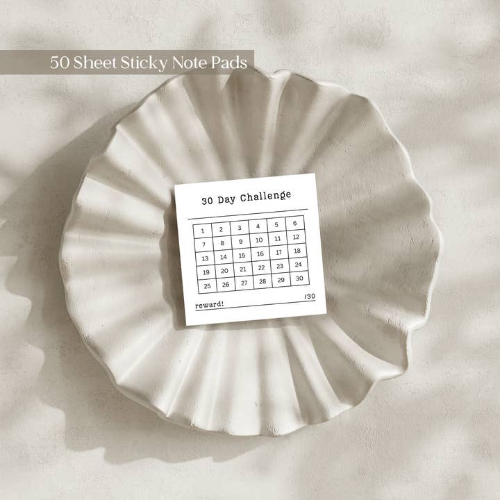 30-Day Challenge Tracker: 50 Sheet Post-It Note Notepad for wholesale by Eleventh and Taylor
