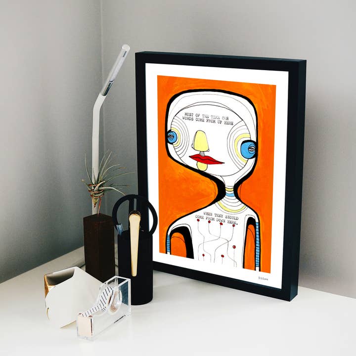 Keemo Gallery - Wholesale Art Print - Poem Heart Unique Modern Art Print Abstract Type Kind Words6