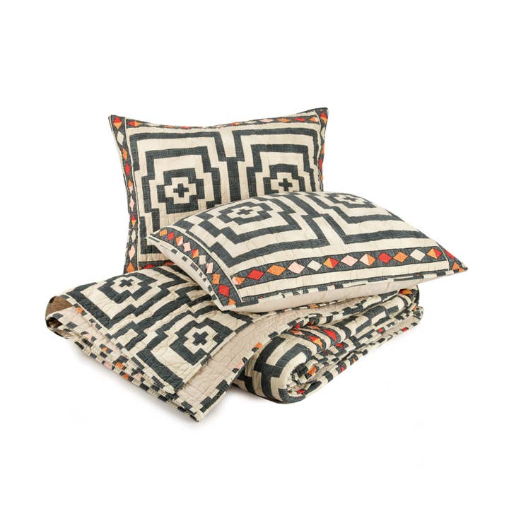 Peking Handicraft - Wholesale Bedding Set - Hypnotic Quilt Set (Black) - Jungalow4