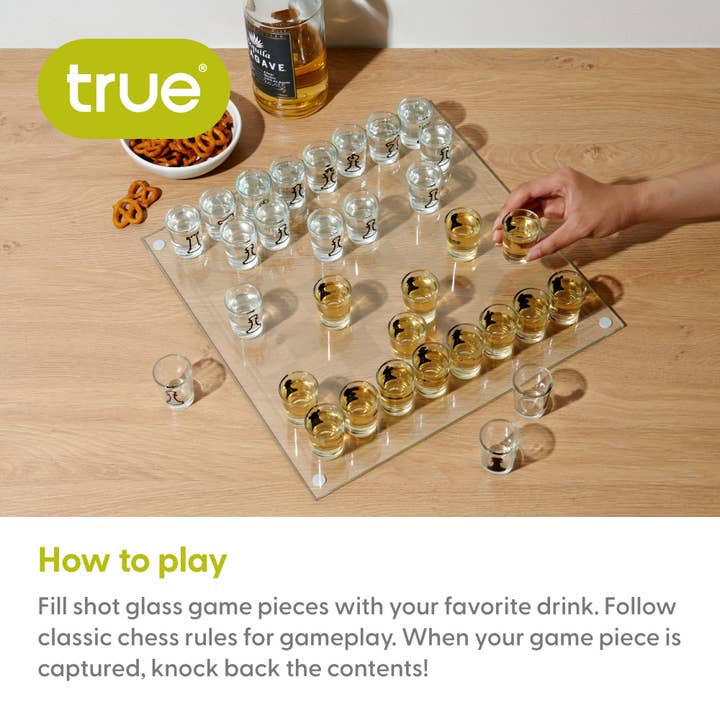 TRUE - Wholesale Board Game - Blitz Glass Chess Shot Drinking Board Game