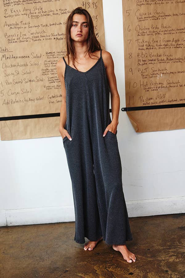 Yellow R5210-1  Wide Leg Solid Textured Knit Jumpsuit for wholesale on Faire17