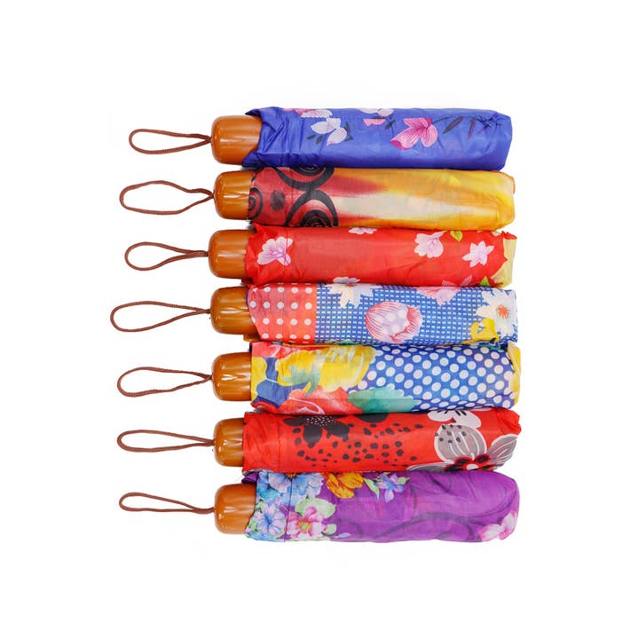 Cap Zone - Wholesale Umbrella - Women's - Floral Print Manual Travel Size Umbrella