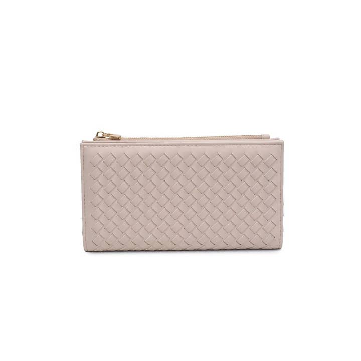 Moda Luxe - Vente Portefeuille – femme - Portefeuille Thalia en cuir végan tressé avec fermeture à bouton-pression et zip10