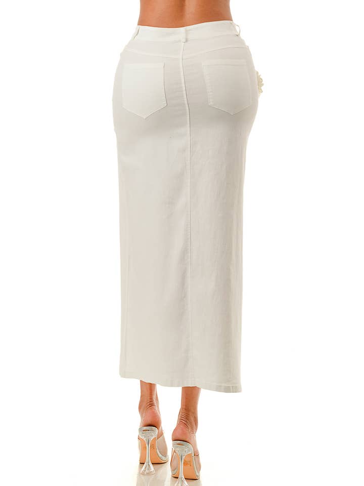 SALT – Großhandel Rock – Damen – (SK3967) No.5 verziertes Jeans-Midirock in 3 Farben2