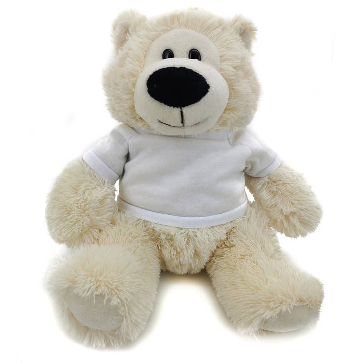 11" Cream Plush Bear in Custom T-shirts | Customizable Plush for wholesale on Faire0