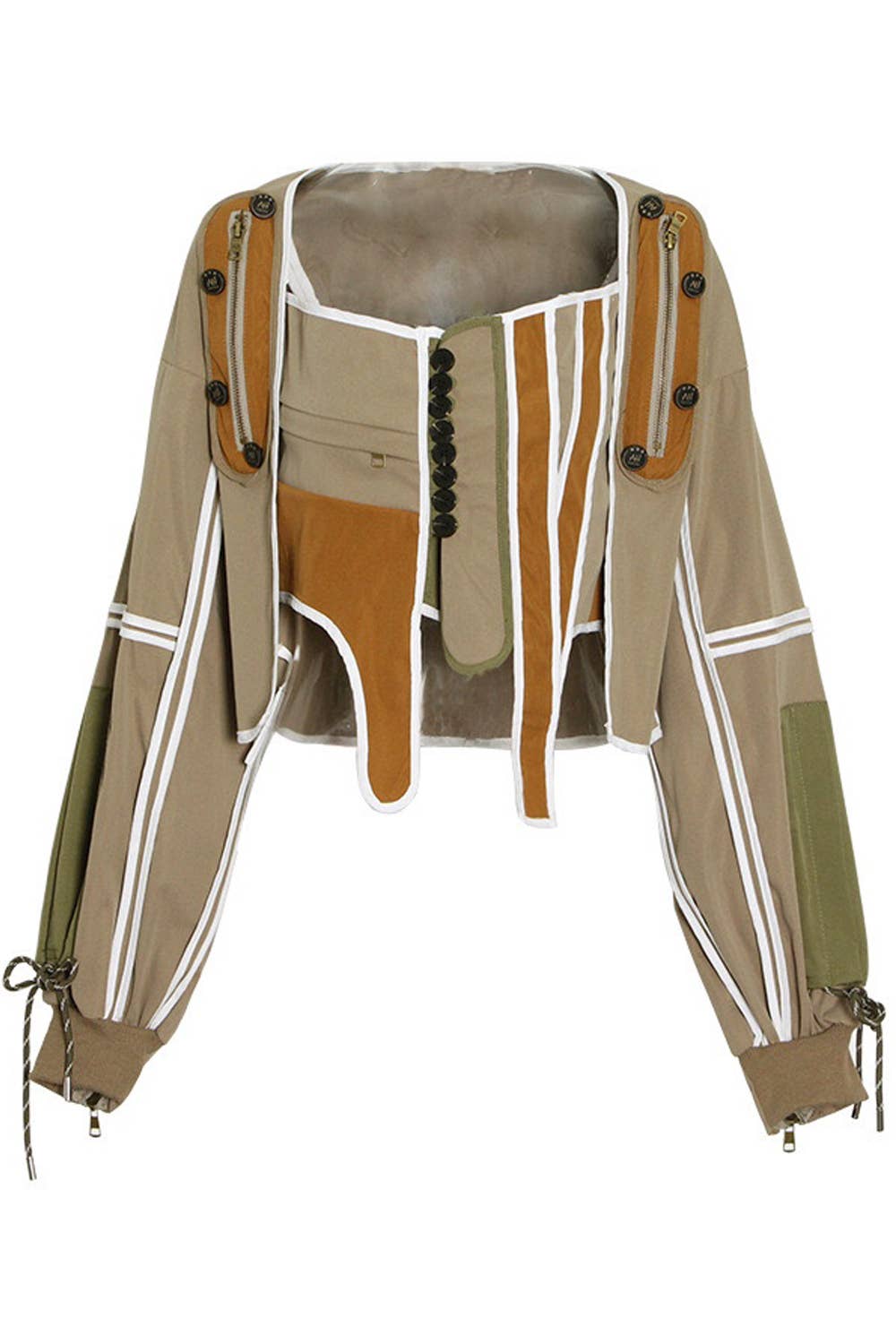 NEWGENS - Wholesale Jacket - Women's - NT1035A Mixed Media Corset Jacket and Crop Top Set0