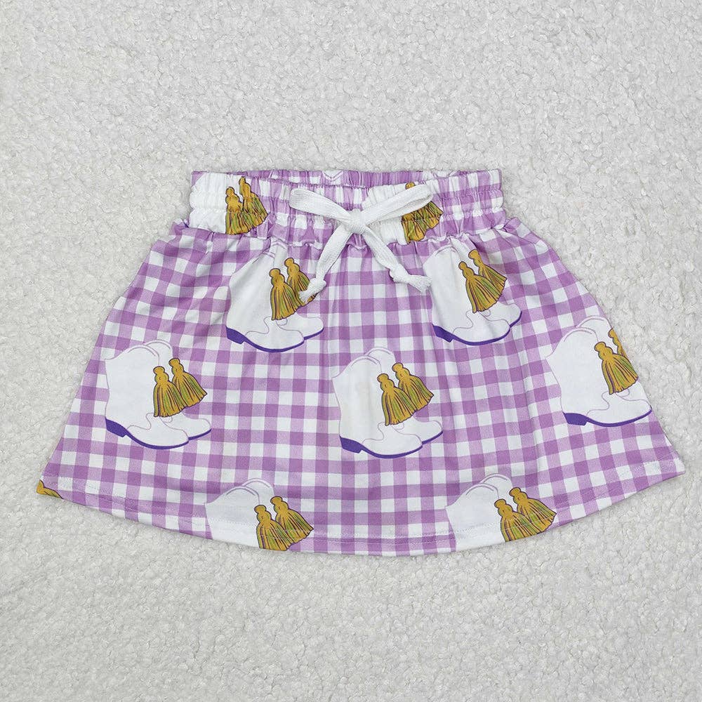Aier Wholesale - Vente Jupe-short – enfant et bébé - Bottes à carreaux pour bébé filles Mardi Gras Jupe-short1
