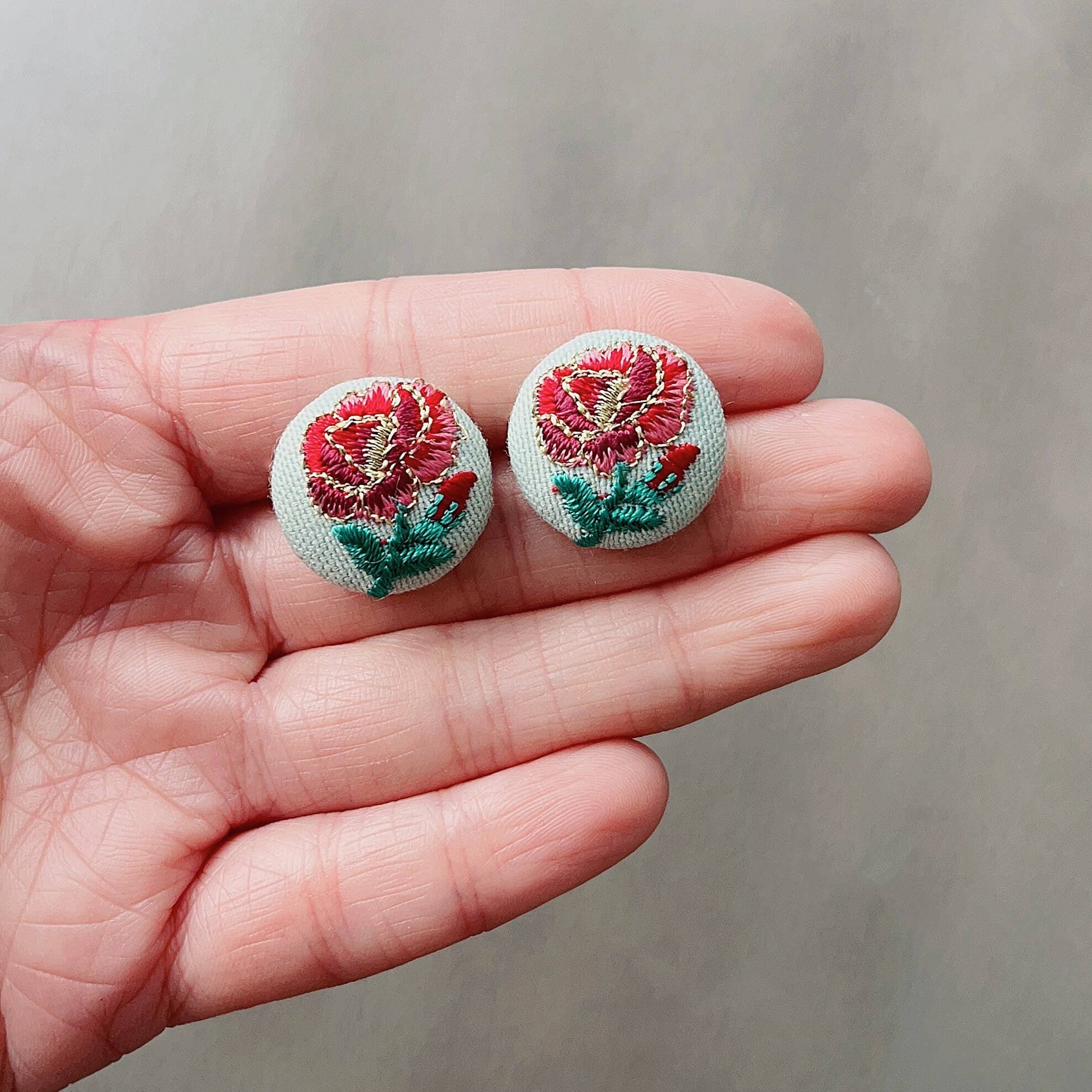 Giggle with Love - Wholesale Stud/Post Earrings - Embroidery Stud Earring| Handmade Embroidered Gift| Fruit Earrings Gift|Small Pear Embroidery Studs|Gift for Girlfriend|Mother Day Gift2