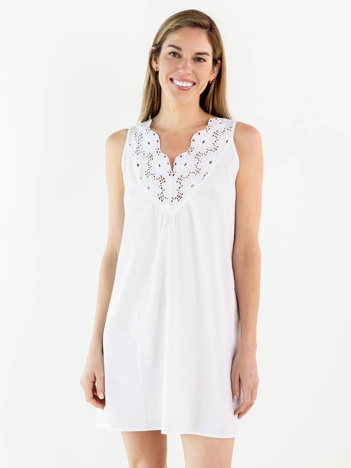 Jacaranda Living - Wholesale Nightgown - Women's - Ivy White Cotton Nightgown