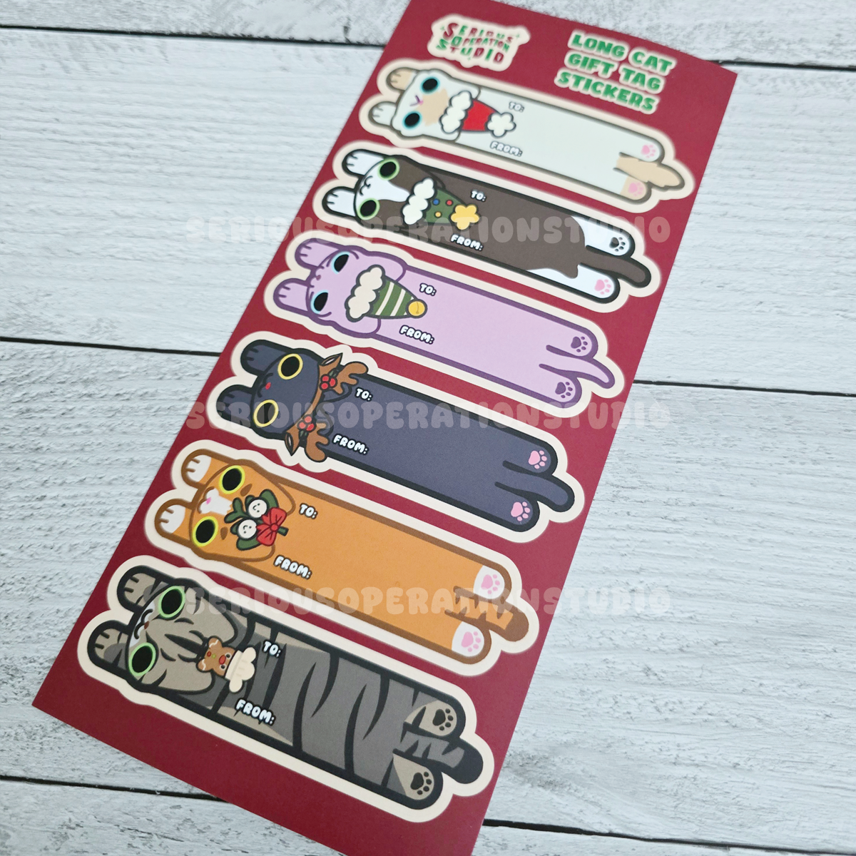 SeriousOperationStudio - Wholesale Sticker - Long Cat & Dog Gift Tag Waterproof Sticker Sheet1
