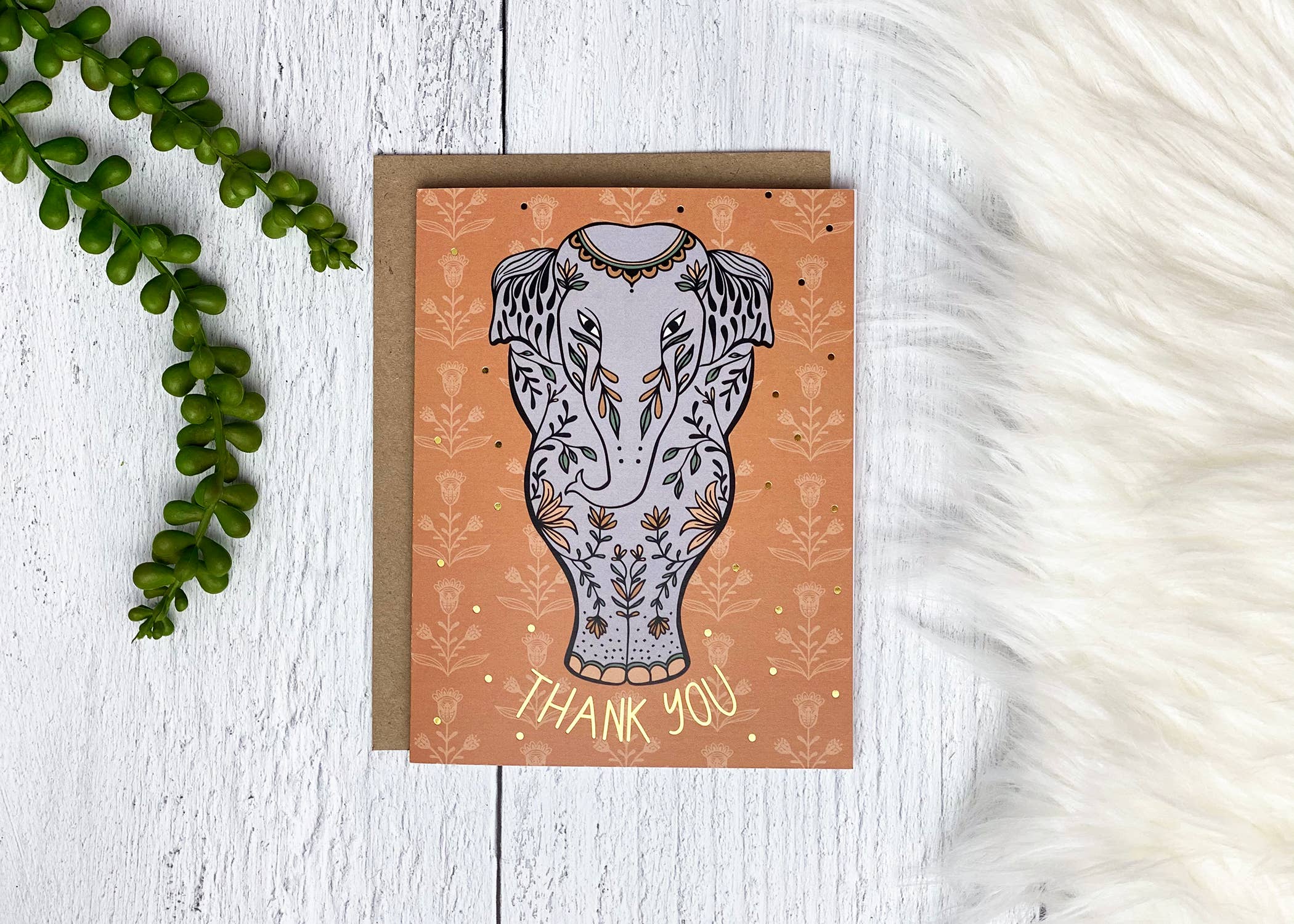Amicreative - Wholesale Thank You Card - Elephant Grace – Gold Foil Thank You Greeting Card1