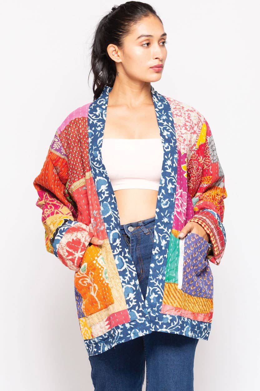 Sevya Handmade - Wholesale Jacket - Women's - Reversible Kantha Quilted Sari Jacket2
