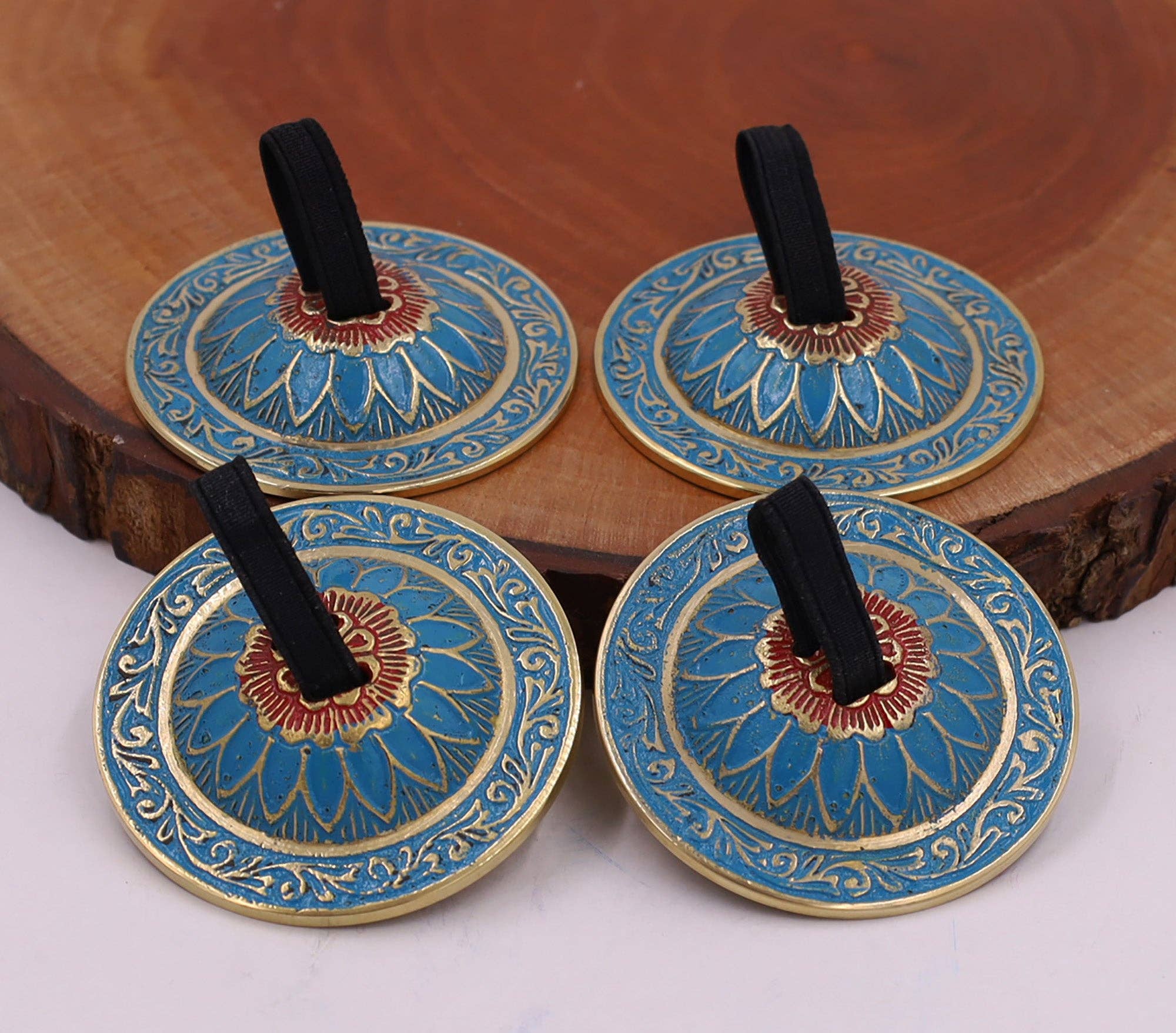 Lungta Imports - Vendita all'ingrosso Strumenti musicali - 2 paia di piatti da dito in ottone a forma di fiore di loto Zills per pancia 3