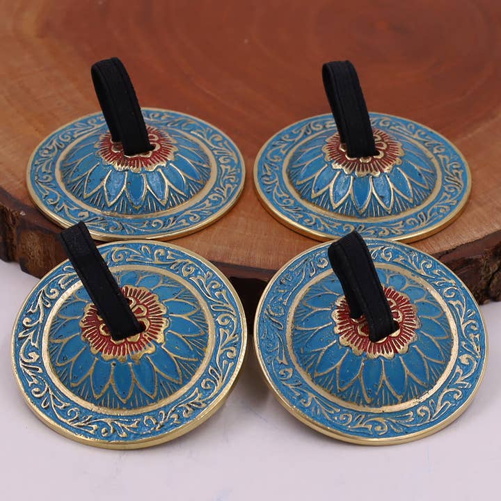 Lungta Imports - Vendita all'ingrosso Strumenti musicali - 2 paia di piatti da dito in ottone a forma di fiore di loto Zills per pancia 3