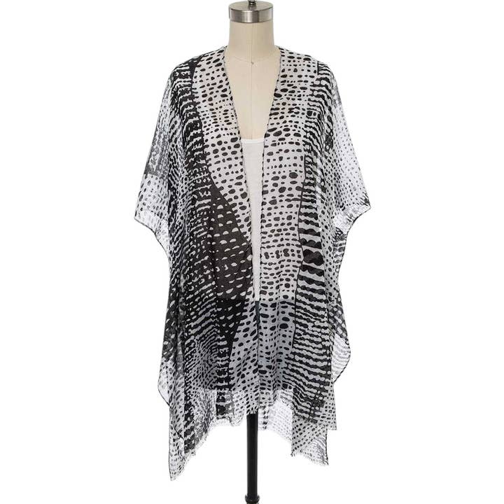 Black And White Dots Kimono Cardigan for wholesale by LA Jewelry Plaza
