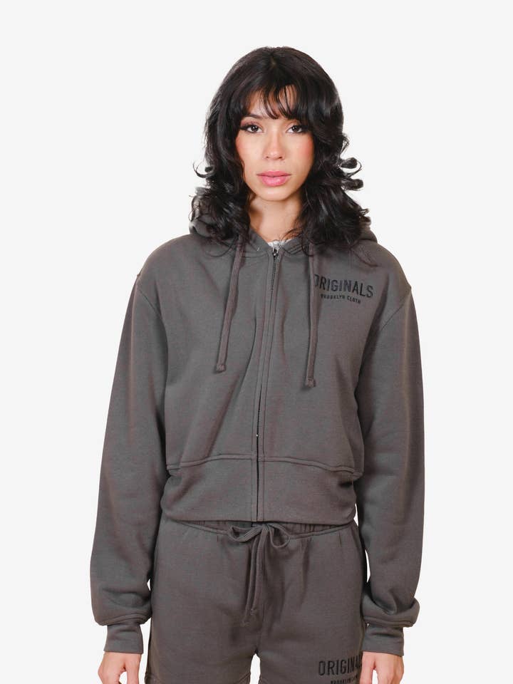 Hoodie com Fecho de Correr Cropped Originals para Mulher por atacado de Brooklyn Cloth