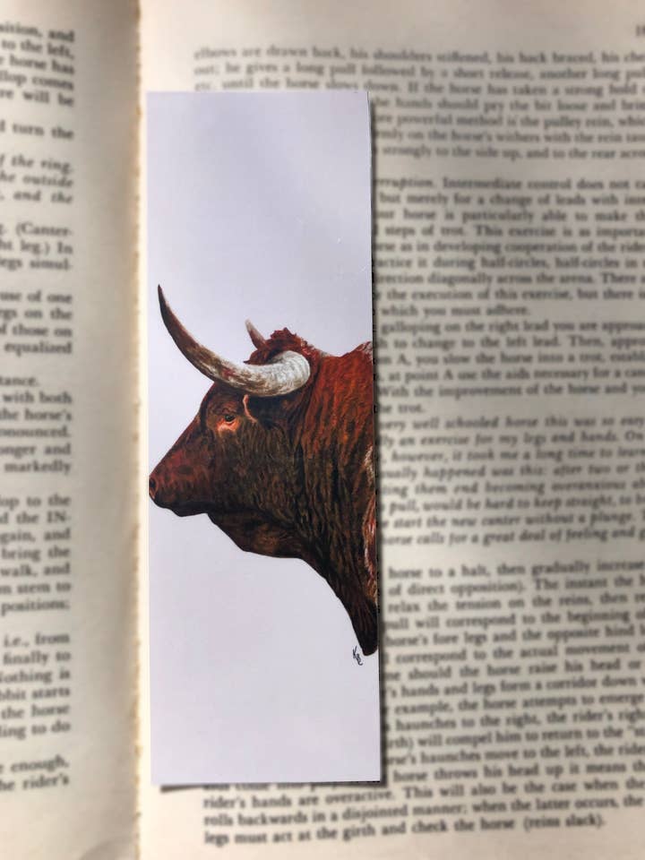 Bull- Printed bookmark for wholesale by Karmin Burton Art