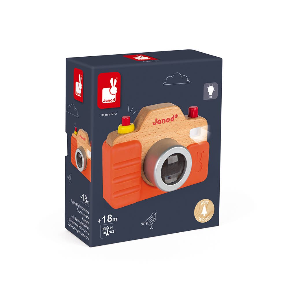 Janod - Wholesale Wood Toy - Kids - Sound Camera - Batteries Included - Silicone Case1