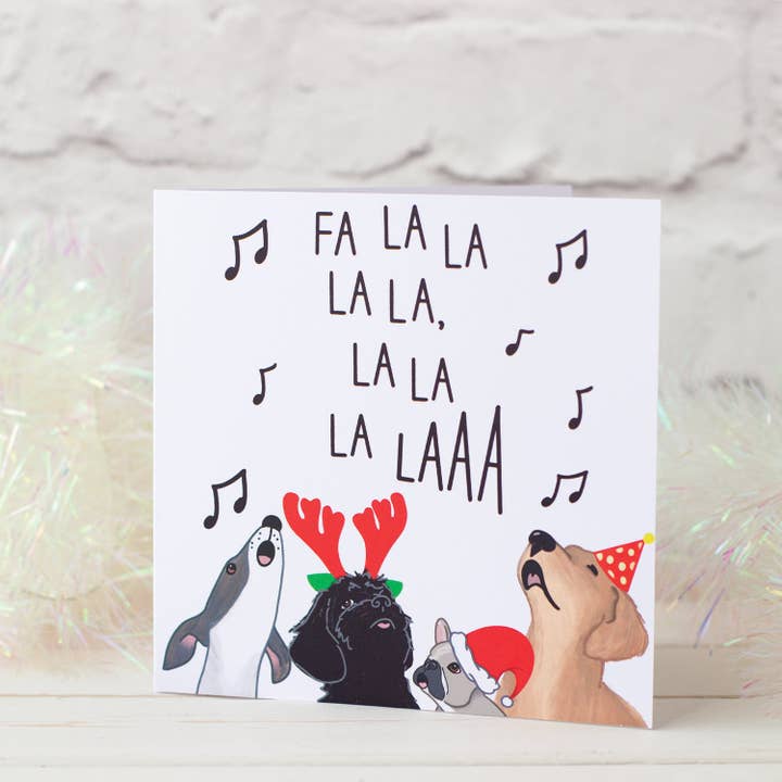Dog Carol Singers Cute Christmas Card for wholesale by fizzi-jayne