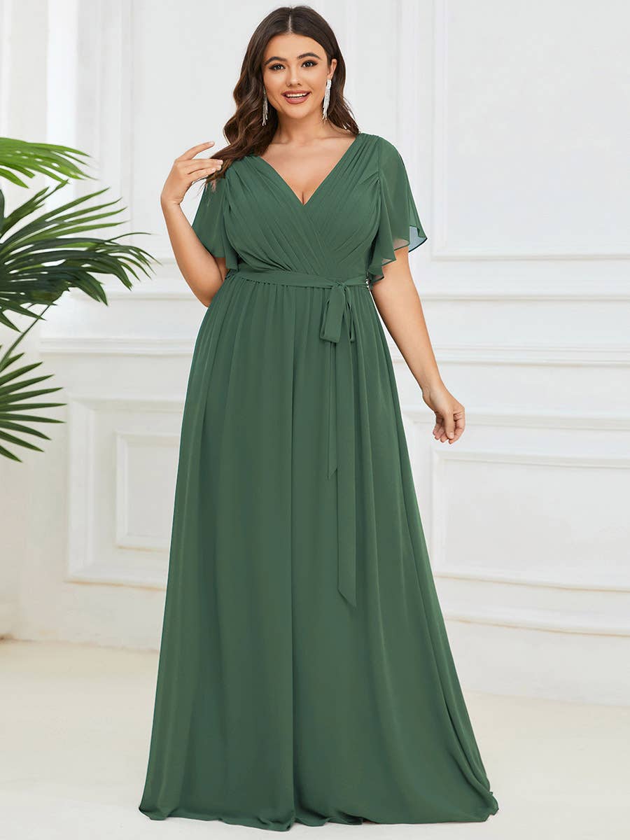 Ever-Pretty - Vente Robe – femme - Robes de soirée à volants à manches courtes exclusives B2B76