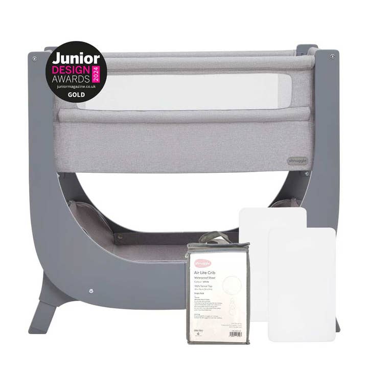 Shnuggle Air Lite Infant Bedside Bassinet: 1 Mattress + 1 Waterproof + 2 White Sheets for wholesale by Shnuggle