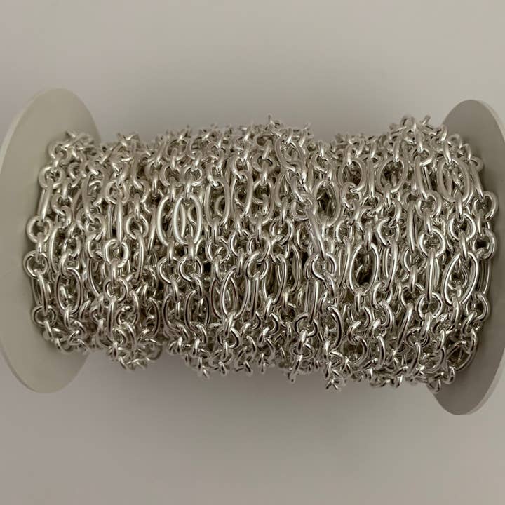 Zilveren Ketting, 1 Voet Holle Platte Draad Kabel Figaro 3+1 Ketting Maat: 6mm | 1 Voet voor wholesale door Purity Beads