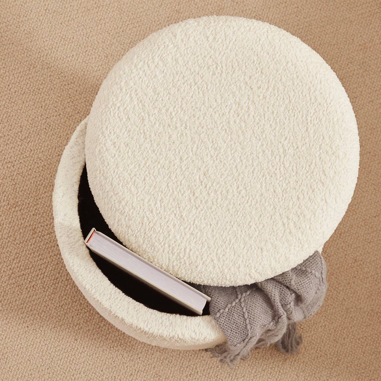 Ornavo Home - Wholesale Ottoman - Bradford Round Boucle Ottoman5